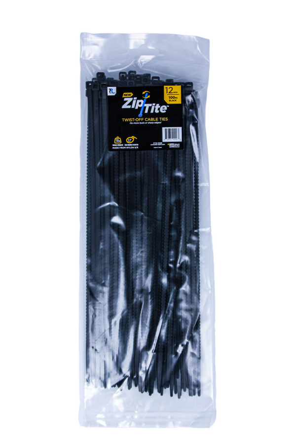 12" Standard Duty Zip-Tite Cable Tie - Black-Tite-Reach®