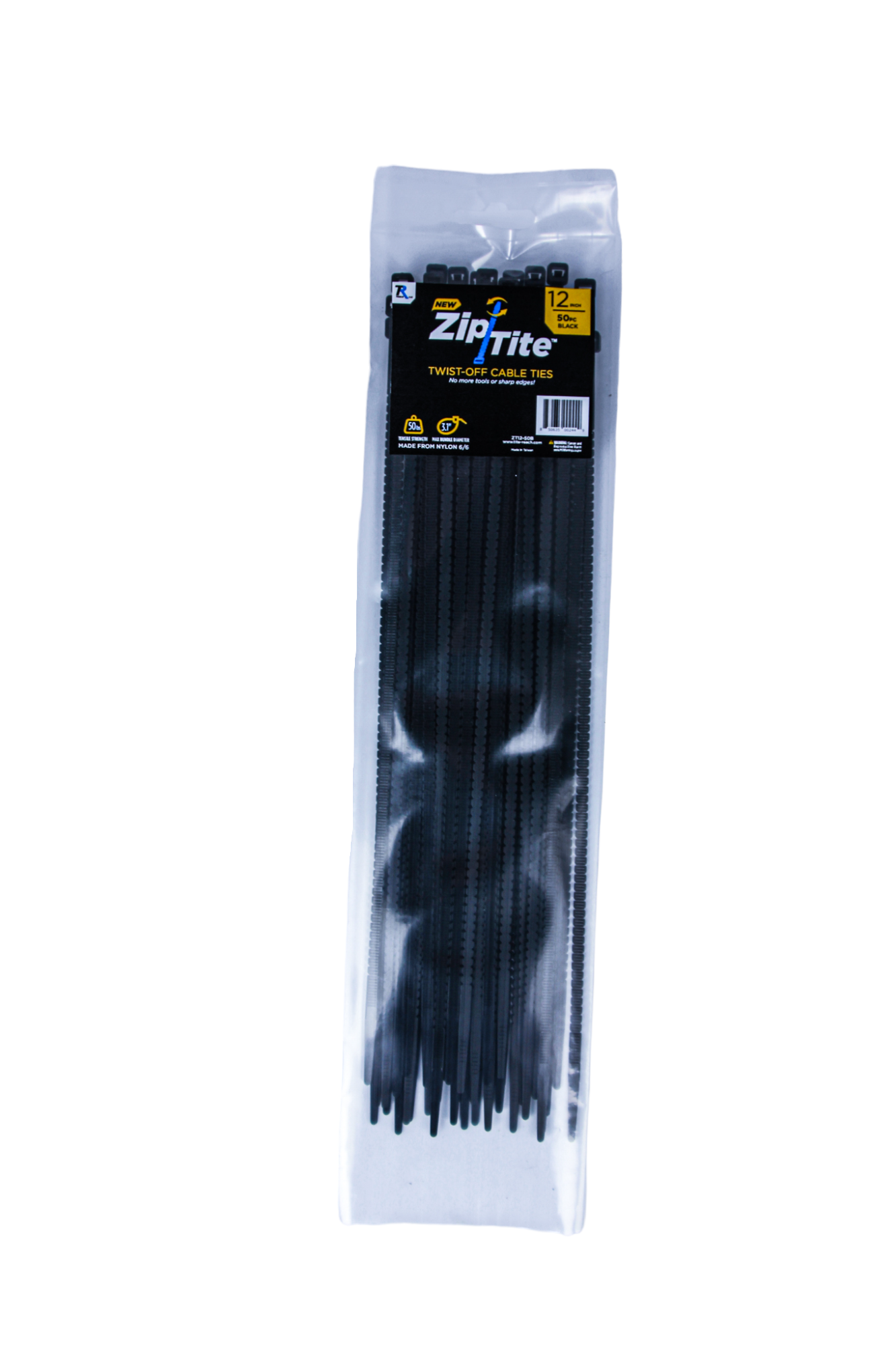 12" Standard Duty Zip-Tite Cable Tie - Black-Tite-Reach®
