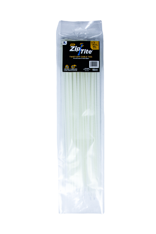 12" Standard Duty Zip-Tite Cable Tie - White-Tite-Reach®