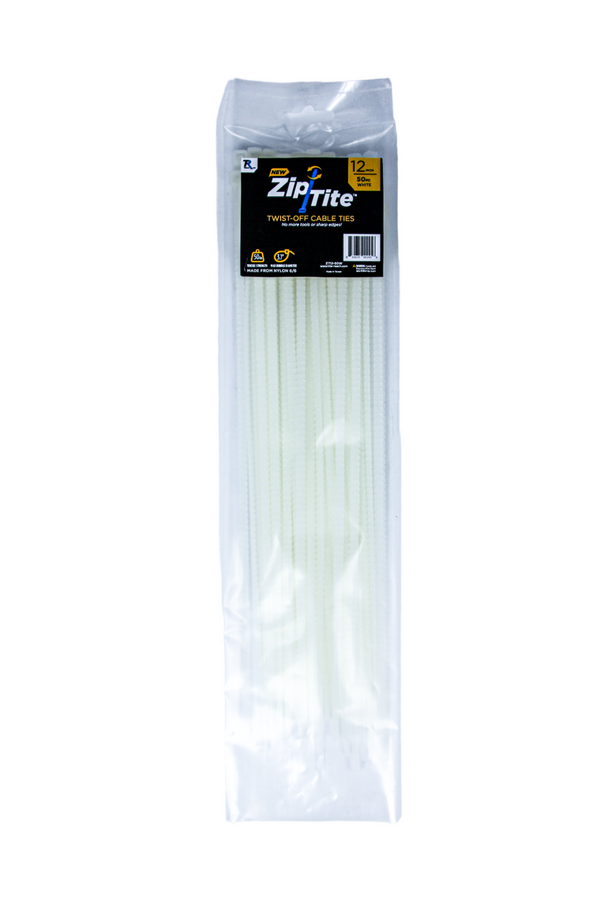 12" Standard Duty Zip-Tite Cable Tie - White