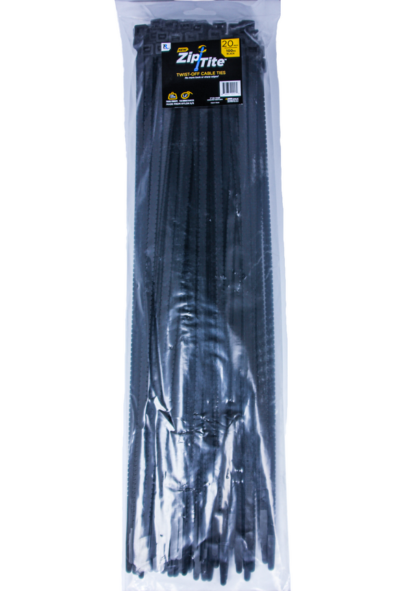 20" Heavy Duty Zip-Tite Cable Tie - Black-Tite-Reach®