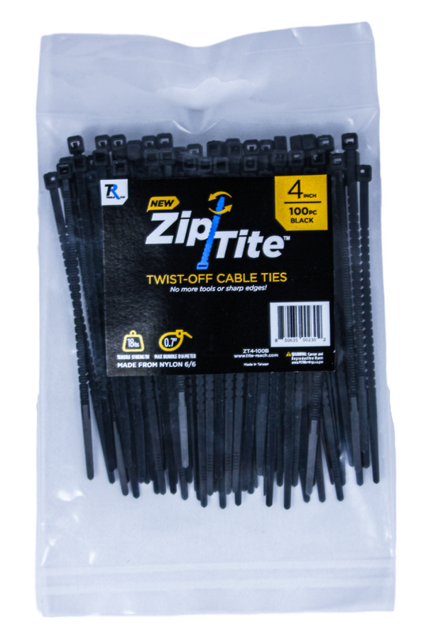 4 Light Duty Zip-Tite Cable Tie - Black - Tite-Reach