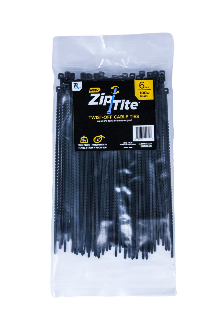 6" Light Duty Zip-Tite Cable Tie - Black-Tite-Reach®