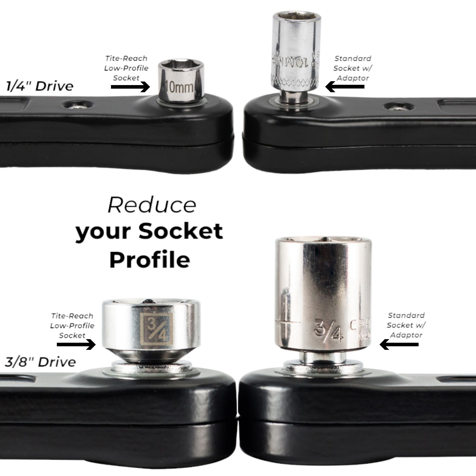 1/4" Drive Low Profile Socket Set - Tite-Reach