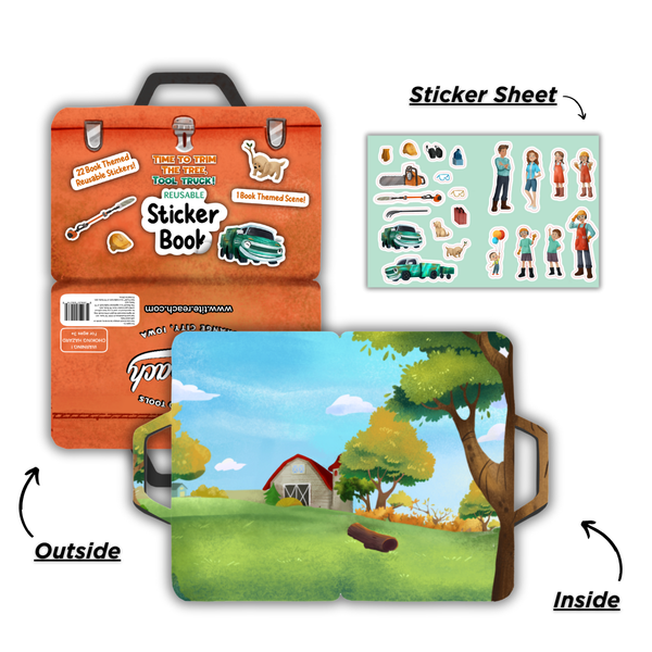 Tool Truck Sticker Book and sheet, showing both outside and inside views.